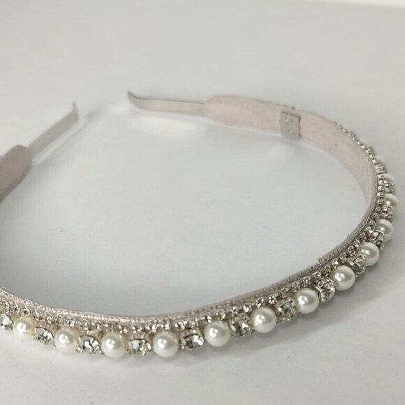 Anthropologie Deepa Gurnani Headband Pearls Crystals Silver Bridal Stace… - Picture 3 of 12